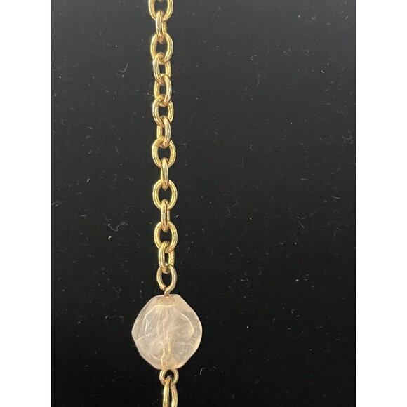 Vintage Statement Pale Pink Stone Cluster Necklace Dell Adjustable Chain - Picture 3 of 5